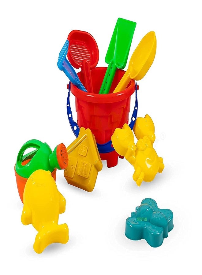 MAPA PLAY Beach Toys Set for Kids - 10 Pcs Indian Made Plastic Bucket, Animal Mould, Shovel Spade Tool Kit - Outdoor Sand Learning Toys, Best Birthday Gift Multicolor - Image 2